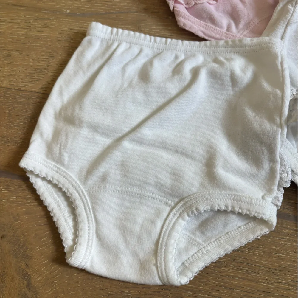 Babidu Pink and White Ruffled Diaper Covers 36m set of 4 cotton bloomers